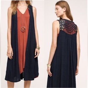 Anthropologie Navy Long Sleeveless Vest